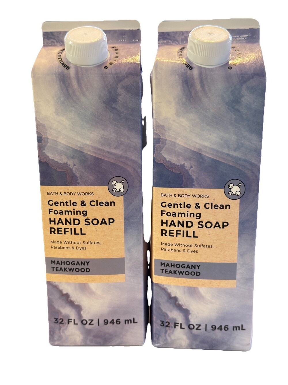 Set Of 2 Bath & Body Works MAHOGANY TEAKWOOD Foaming Hand Soap Refill 32oz